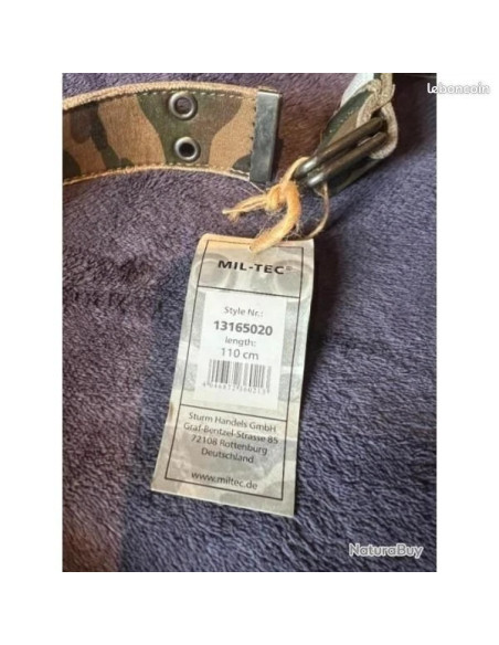 Ceinture en tissu canvas woodland large de 40 mm et 110cm de long