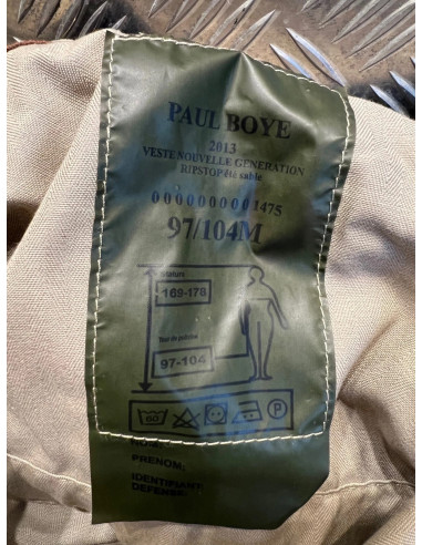 Veste armee terre nouvelle generation paul boye 2013 ete sable taille 97/104m