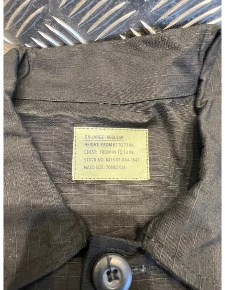 veste us bdu ripstop noir mil-tec noir neuf taille xxl coat hot weather pathern