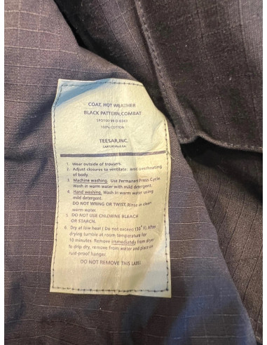veste us bdu ripstop noir mil-tec noir neuf taille xxl coat hot weather pathern