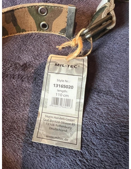 ceinture miltec tissu canvas camo large de 40 mm et 110cm de long