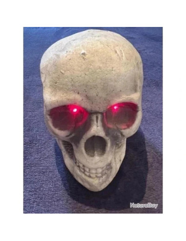 Crane tête de mort skull yeux rouges lumineux 14cm deguisement halloween