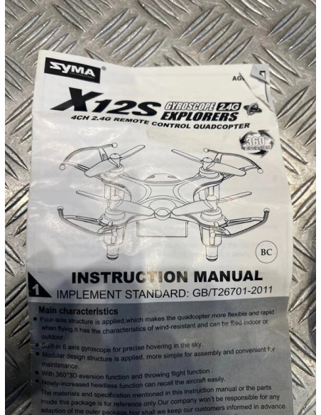 jouet nini gyroscope x12s drone quadcopter syma