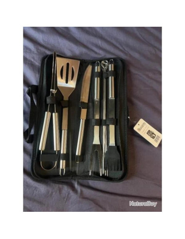 Malette d'accessoires inox COOKINGBOX brasero kit accessoires barbecue barbeuk