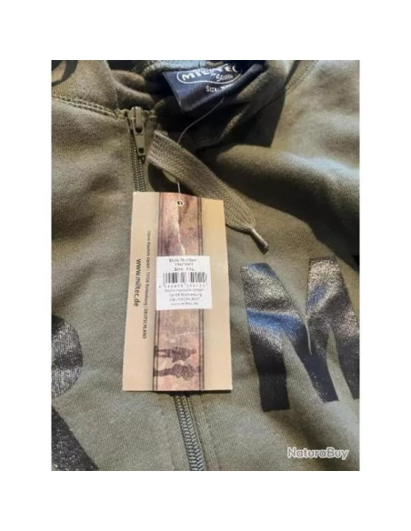 SWEAT SHIRT VESTE DE JOGGING A CAPUCHE VERT OLIVE IMPRIME ARMY M XL ET XXL