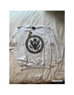 sweat shirt mil-tec gris chine imprime us armi au dos et logo devant taille xl