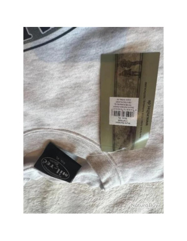 sweat shirt mil-tec gris chine imprime us armi au dos et logo devant taille xl