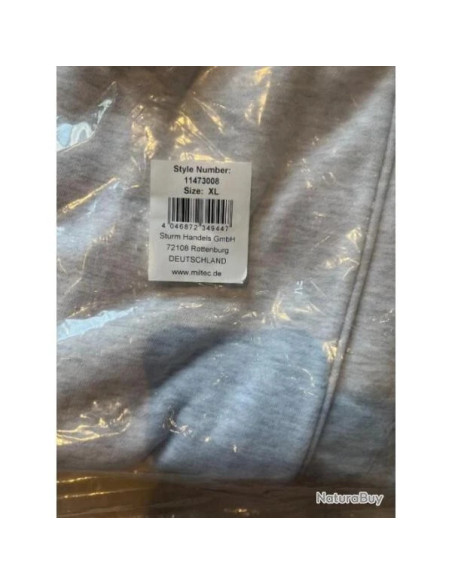 sweat shirt mil-tec gris chine imprime us armi au dos et logo devant taille xl