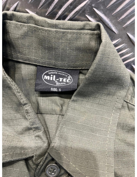 chemise tactique manches longues ripstop long sleeve mil-tec vert olive taille s