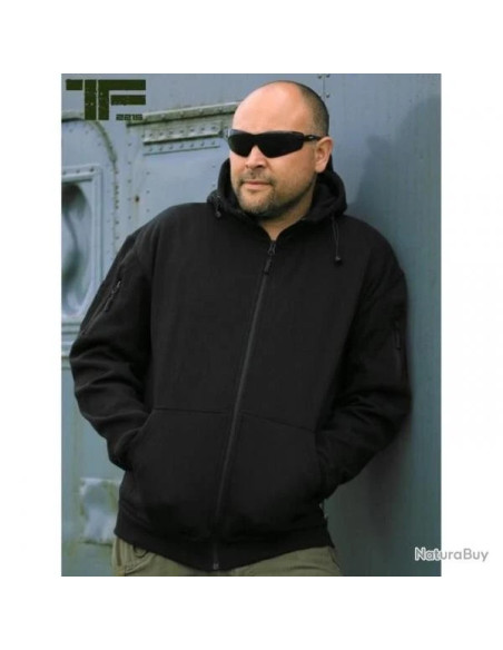 sweat veste tactique zippe capuche task force 2015 noir en xxl et xxxl TF-2215