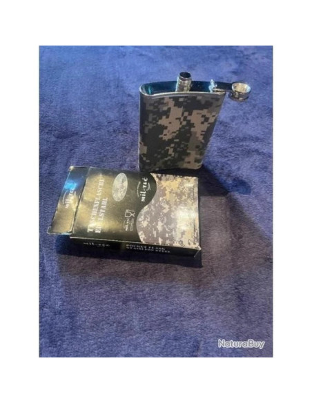 FLASQUE FIOLE MINI GOURDE EN ACIER INOXYDABLE CAMOUFLAGE DIGITAL 8 OZ 220 ML