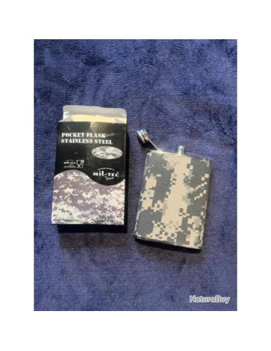 FLASQUE FIOLE MINI GOURDE EN ACIER INOXYDABLE CAMOUFLAGE DIGITAL 8 OZ 220 ML