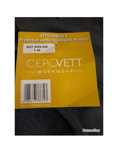 Pantalon de travail cepovett gris 100% coton taille 48