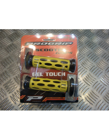 paire de poignée revêtement caoutchouc guidon 22 mm progrip 768 jaune et noir mo
