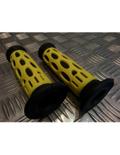 paire de poignée revêtement caoutchouc guidon 22 mm progrip 768 jaune et noir mo 2