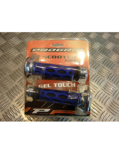 paire de poignée revêtement caoutchouc guidon 22 mm progrip 768 bleu noir et ch