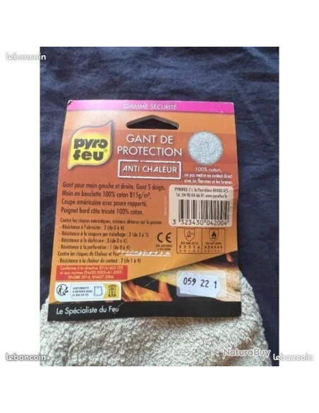 Pyrofeu gant de protection anti chaleur 250°c barbecue poele a bois taille 10