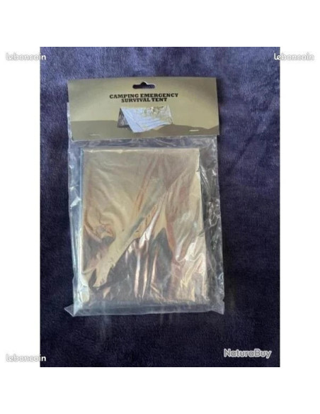 Tente de secours survie en mylar thermique fosco apacité 2 personnes 7m corde
