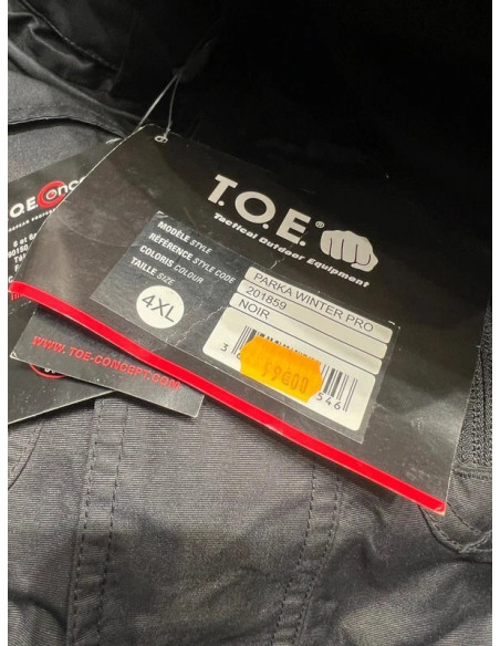 parka toe pro winter noir 201859 taille xxl et xxxl et xxxxl neuf