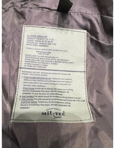 veste parka mil-tec parka cold weather camouflage neuf taille xl