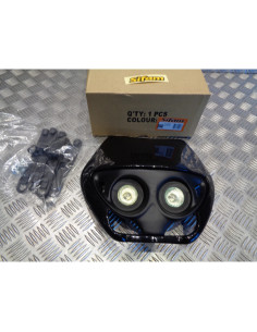 plaque phare tete fourche noir universel adaptable moto enduro trail mecaboite