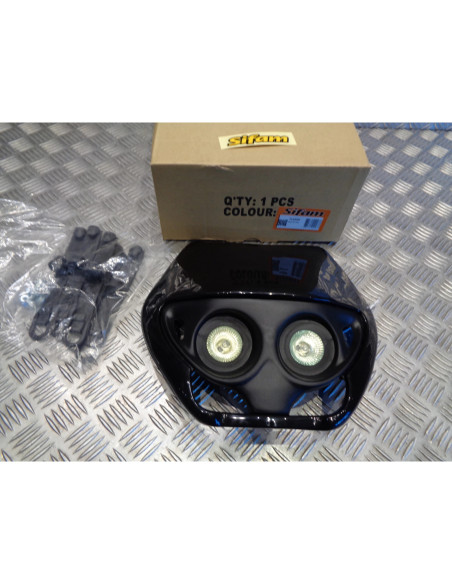 plaque phare tete fourche noir universel adaptable moto enduro trail mecaboite