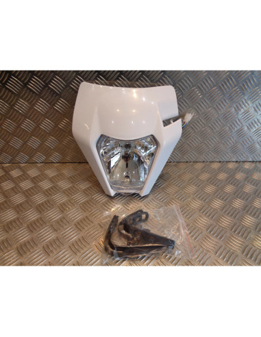 plaque phare tete fourche style ktm blanc universel adaptable moto enduro trail