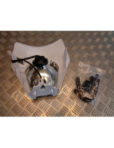 plaque phare tete fourche style ktm blanc universel adaptable moto enduro trail 2