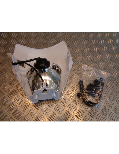 plaque phare tete fourche style ktm blanc universel adaptable moto enduro trail