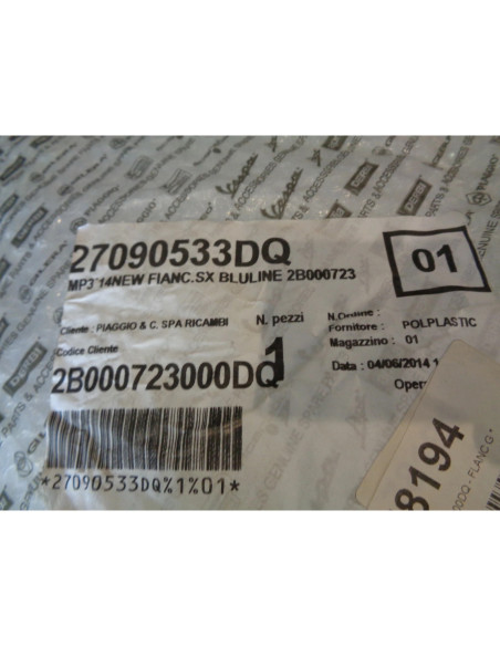 cache aile arriere gauche 2b000723000dq scooter piaggio 300 500 mp3 carrosserie