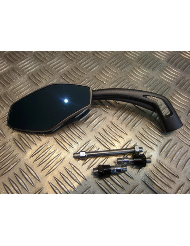 retroviseur gauche alu rectangulaire gris fusil universel adaptable moto scooter