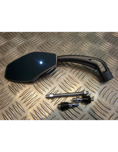 retroviseur gauche alu rectangulaire gris fusil universel adaptable moto scooter