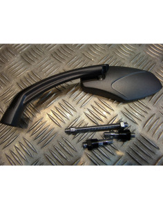 retroviseur gauche alu rectangulaire gris fusil universel adaptable moto scooter 2