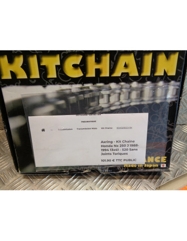 kit chaine axring moto honda nx 250 j 1988 - 94 pignon 13 x couronne 41 dents ch