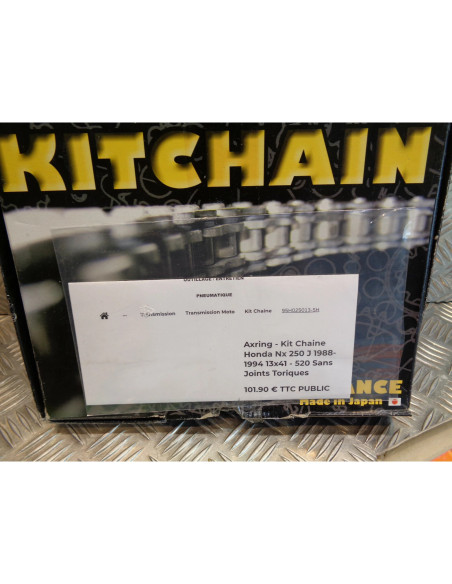 kit chaine axring moto honda nx 250 j 1988 - 94 pignon 13 x couronne 41 dents ch