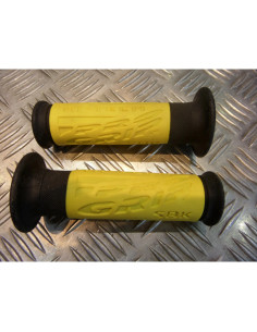 paire poignee revetement caoutchouc guidon 22 mm progrip 716 jaune et noir moto 2
