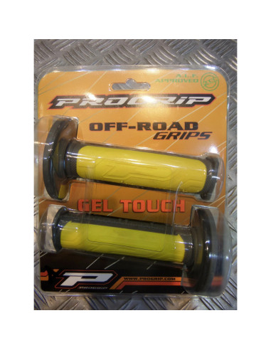 paire poignee revetement caoutchouc guidon 22 mm progrip 792 gris et jaune moto