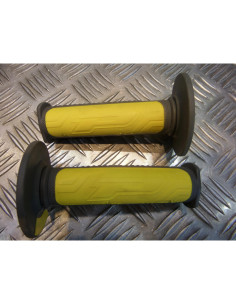 paire poignee revetement caoutchouc guidon 22 mm progrip 792 gris et jaune moto 2
