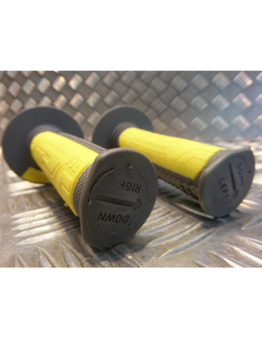 paire poignee revetement caoutchouc guidon 22 mm progrip 792 gris et jaune moto