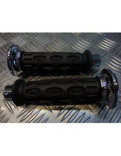 paire poignee revetement caoutchouc guidon 22 mm progrip 768 chrome et noir moto 2