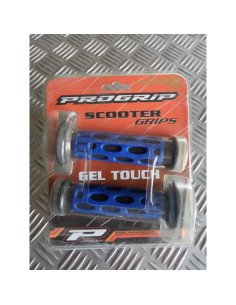 paire poignee revetement caoutchouc guidon 22 mm progrip 768 bleu et noir moto s