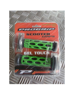 paire de poignee caoutchouc guidon 22 mm progrip 768 noir et vert moto scooter q