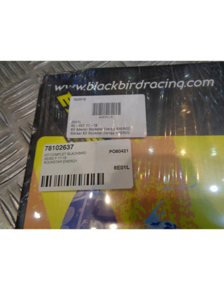 kit complet blackbird autocollants stickers + housse selle rockstar energy moto