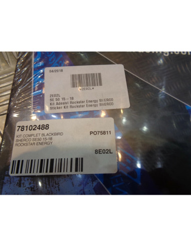 kit complet blackbird autocollants stickers + housse selle rockstar energy moto