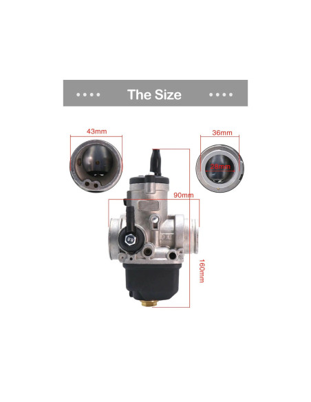 carburateur adaptable type phbh 28 bs montage souple sans graissage scooter moto