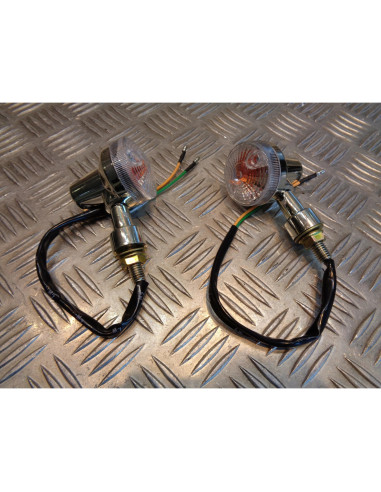 2 x clignotant chrome verre blanc ampoule 12v - 5w moto scooter quad ...