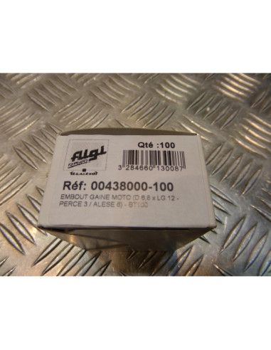 2 x embout butee arret gaine cable d 6,8 mm x lg 12 mm - perce 3 mm et alese 6 m