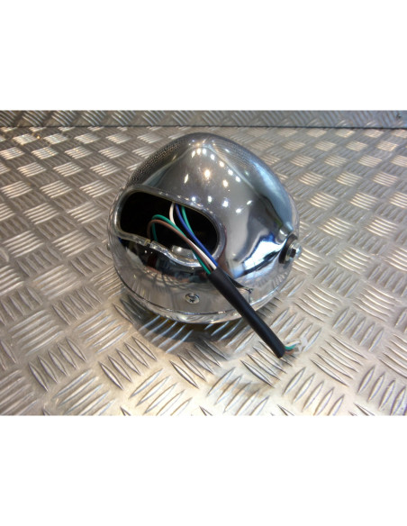 phare metal chrome universel verre jaune moto bobber custom chopper cafe racer s