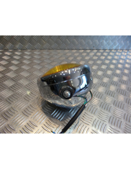 phare metal chrome universel verre jaune moto bobber custom chopper cafe racer s
