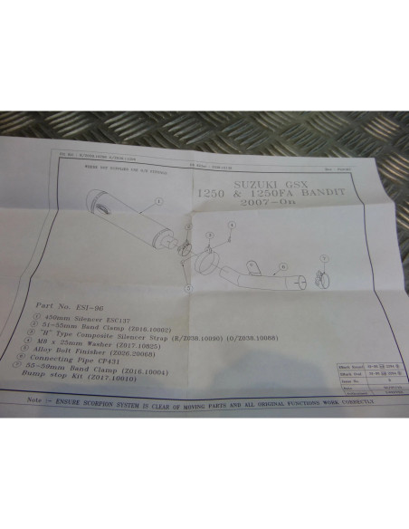 montage scorpion cp431 tube pot silencieux moto suzuki gsx 1250 bandit Z039.SI96